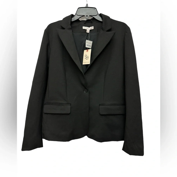 Sincerely Jules Single Button Blazer Size XL Black Notch Collar Pockets NWT - Picture 1 of 4